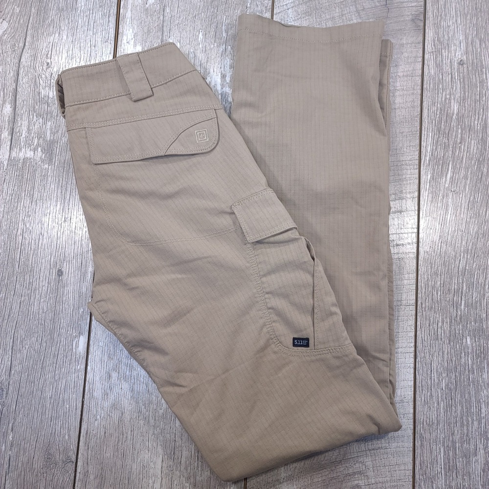 5.11 Tactical Stryke Cargo Pants Women Size 2 Long Khaki Tan Ripstop Outdoor